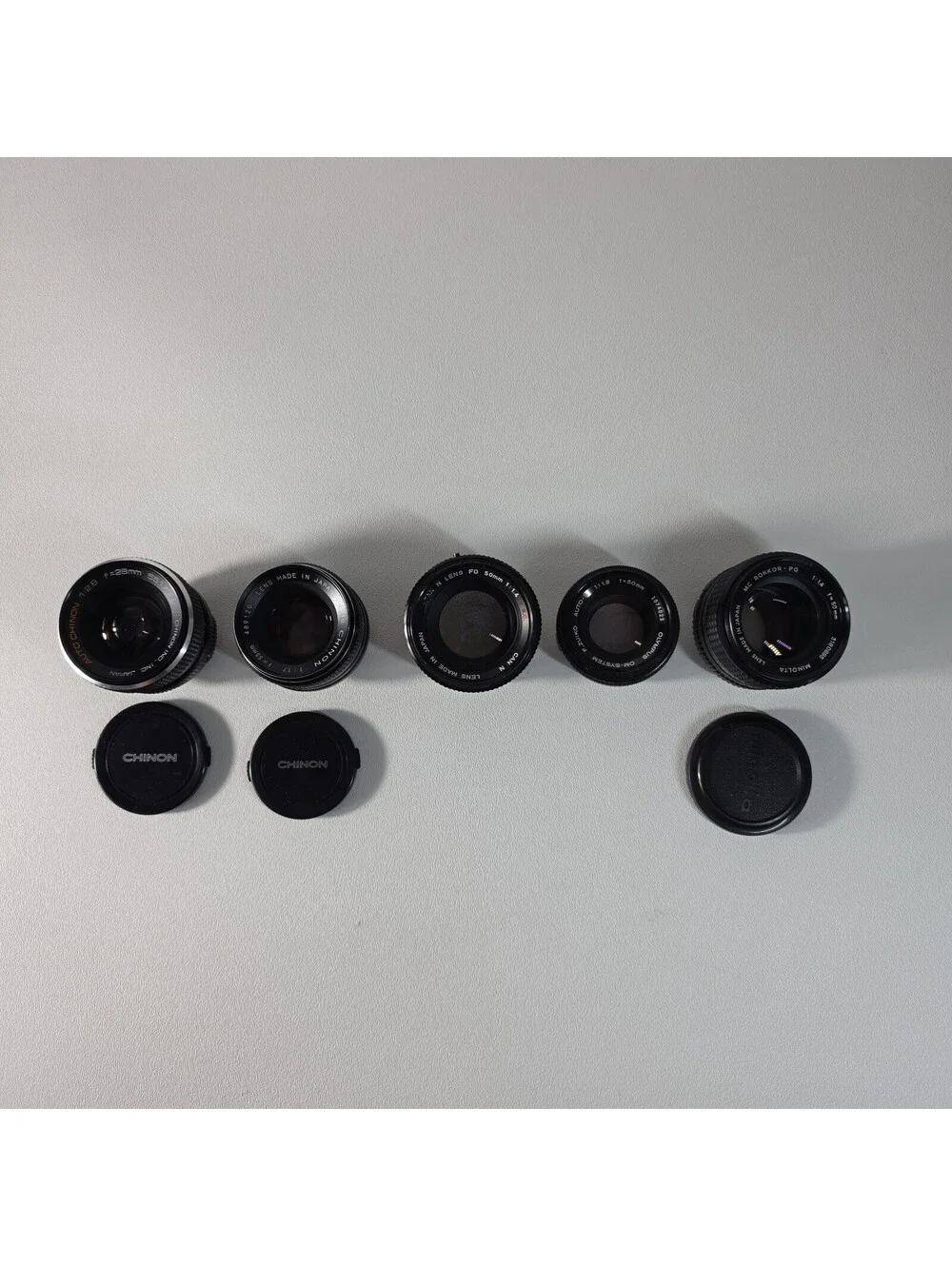 Lot of 5 Vintage 50mm 28mm Prime Lenses Canon FD Minolta Olympus Chinon FUNGUS